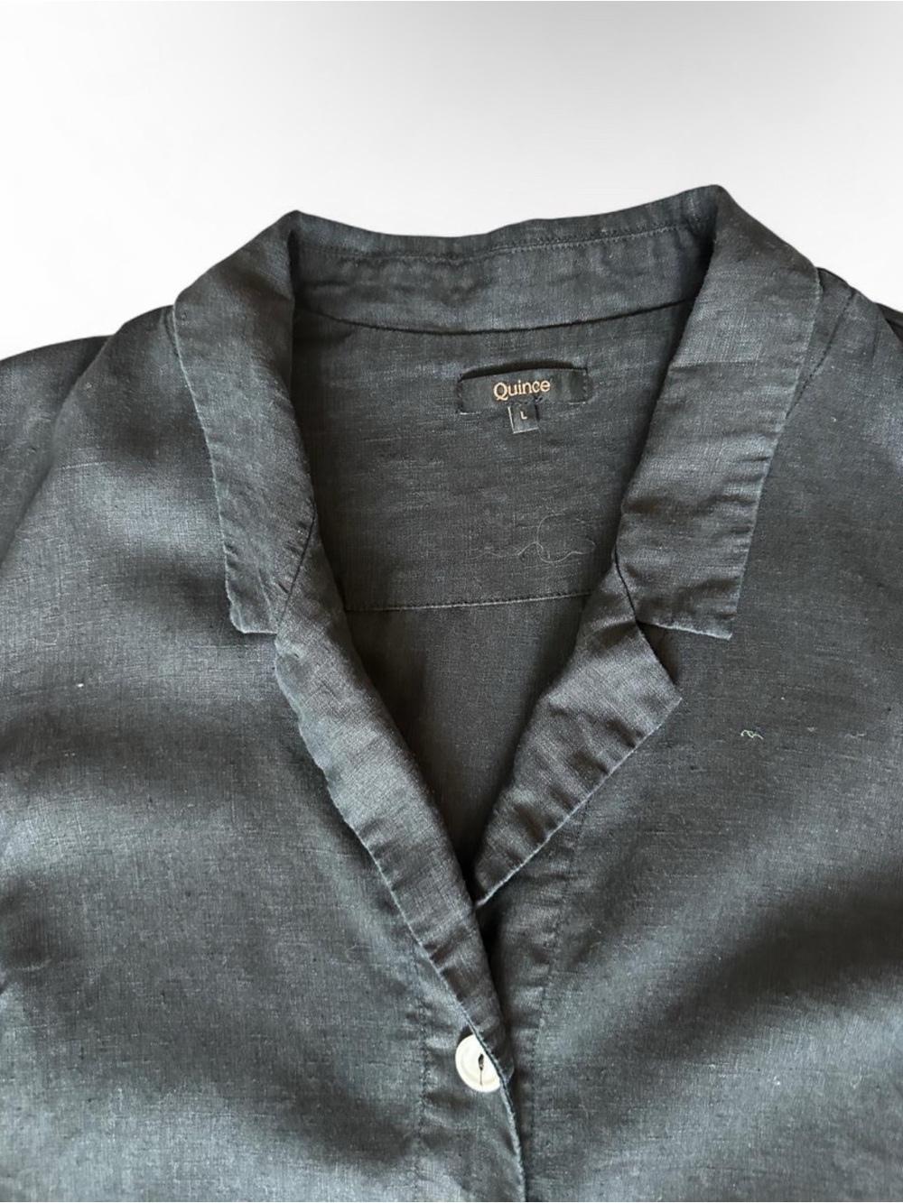 Quince 100% European Linen Button-Front Black Short-Sleeve Dress Women’s - Large - Picture 9 of 12